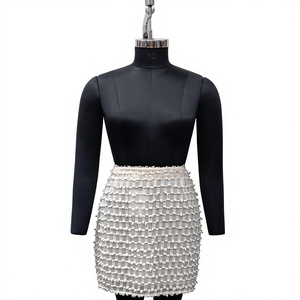 Elegant <b>Women's</b> High Waist <b>White</b> Polyester Pencil <b>Skirt</b> Ruched Pleated Mini Solid Design All Seasons Wear - Product Image 1
