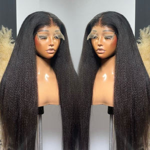 <span class=keywords><strong>Perruque</strong></span> <span class=keywords><strong>Lace</strong></span> Frontale HD sans colle 13x4 13x6, Cheveux Humains Brésiliens Yaki Kinky Straight Wave, 34 36 40 Pouces, pour Femmes - Product Image 2