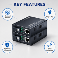 Convertidor de Fibra Óptica ZTRS 10/100M Monomodo SC 20km RJ45 Ethernet a Fibra Óptica para Cámaras IP CCTV