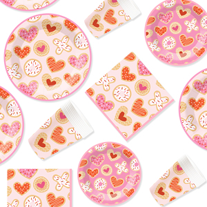 DAMAI - Juego de Vajilla Desechable de Papel con Diseño de San Valentín, Platos, Servilletas y Vasos con Forma de Corazón para Fiestas de Boda - Product Image 4