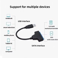 Cable Adaptador USB 3.0 a SATA para Disco Duro SATA SSD de 2.5 Pulgadas, Cable de Transferencia de Datos Plug and Play para Computadora Portátil y de Escritorio