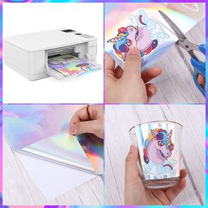 <span class=keywords><strong>Papel</strong></span> Adhesivo Holográfico Plateado Brillante Texturizado Arcoíris, Resistente al Agua, Tamaño A4, <span class=keywords><strong>para</strong></span> Impresión de Inyección de Tinta, Hecho de PP - Product Image 3