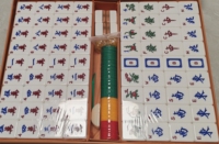 Table de Mahjong Moderne Pliable en Acrylique de Marque Singapourienne et Malaisienne, Ensemble de Jeu 144 Pions de 37mm, Couleurs Bleues, pour 4 Joueurs (Ensemble Complet)