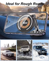 Support de téléphone magnétique pour voiture avec chargeur sans fil rapide 15W, support adhésif rotatif à 360° en alliage de zinc, support mains libres pour bureau