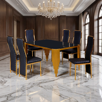 Ensemble de tables à manger en verre trempé de haute qualité à prix abordable, design moderne style ferme, 6 places, meubles de salle à manger pour la maison