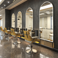 Miroir de coiffure professionnel grand format moderne à LED, simple face, à intensité variable, mural, pour salon de coiffure, miroir de vanité M