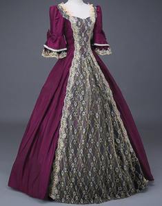 Vestido Maxi Elegante <span class=keywords><strong>de</strong></span> Fiesta Formal para Princesa, Reina, Estilo <span class=keywords><strong>Palacio</strong></span>, con Encaje Medieval, Cuello Cuadrado, Renacentista, Victoriano - Product Image 6