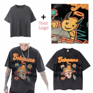 T-<span class=keywords><strong>shirt</strong></span> décontracté unisexe en toile à manches courtes, coupe ample et oversize, 100 % coton, délavé à l'acide, anti-boulochage - Product Image 5