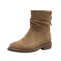 Bottines en daim à lacets pour femmes, avec doublure en cuir véritable, confortables et respirantes, pour l'automne/hiver/printemps/été