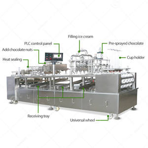 Máquina Automática de Llenado y Sellado Rotatorio de 4 Líneas para Vasos/Bandejas, para Gelato, Sopa, Líquidos, Hummus - Product Image 3