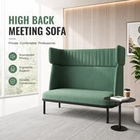 Ensemble de canapés de bureau modulaires modernes vert olive, design insonorisé à dossier haut, éponge haute densité, pour bureau à domicile et salon