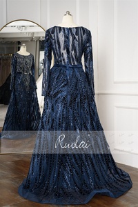 Ruolai LWC8089 Neues Modell Langärmliges Abendkleid mit Perlen und Kristallen für Abschlussball - Product Image 2