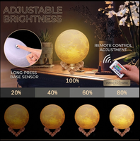 Lampe lunaire LED 16 couleurs avec télécommande et contrôle tactile, rechargeable, lumière de nuit à intensité variable pour chambre à coucher, décoration de la maison, cadeau créatif