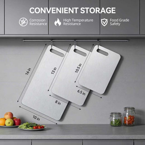 Juego de 3 Tablas de Cortar de Titanio, Doble Cara, Aptas para Lavavajillas, de Acero Inoxidable y Titanio Puro, para Cocina y Exteriores - Product Image 2