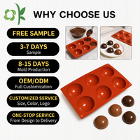 Moule à gâteau en silicone OKSILICONE à six demi-cercles, résistant aux hautes températures, pour la cuisson de gâteaux, moule à crème glacée, moule en silicone antiadhésif