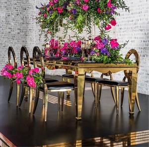 Chaises de luxe dorées en O pour réception de mariage, banquet, événement, extérieur, fête - Product Image 6