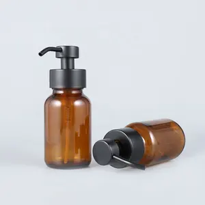 Lusso 150 200 250ml bottiglia di vetro ambrato bottiglia di lozione per dispenser di sapone liquido in schiuma riutilizzabile con pompa