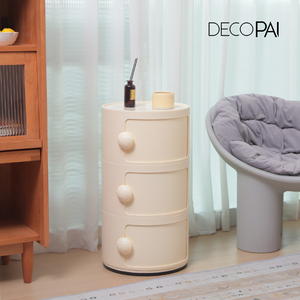 <span class=keywords><strong>Table</strong></span> de chevet ronde en plastique nordique moderne armoire de rangement et support de collation pour chambre d'enfant pour salon et salle à manger