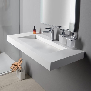 <span class=keywords><strong>Lavabo</strong></span> de piedra artificial rectangular moderno Tarpul, <span class=keywords><strong>lavabo</strong></span> de superficie sólida con parte superior de tocador, fregadero de armario de mármol de cerámica para colgar en la pared - Product Image 1