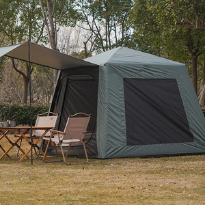 Carpa Impermeable para Acampar al Aire Libre, Carpa de Lona de Algodón con Barra de Resorte, Carpa Familiar Tipo Cabaña, Carpa Flexible con Arco - Product Image 2