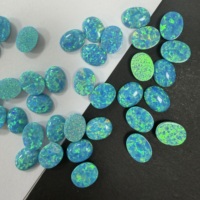 Vente Flash Populaire : Pierre d'Opale Synthétique Créée en Laboratoire, Forme Cabochon Ovale 7x9mm, Fond Plat, pour la Fabrication de Bijoux