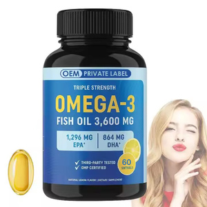 Cápsulas de Aceite de Pescado <span class=keywords><strong>Omega</strong></span> <span class=keywords><strong>3</strong></span> a <span class=keywords><strong>Precio</strong></span> de Fábrica, Suplementos en Cápsulas Blandas para la Salud del Cerebro, Articulaciones, Ojos <span class=keywords><strong>y</strong></span> Corazón con <span class=keywords><strong>EPA</strong></span> <span class=keywords><strong>y</strong></span> <span class=keywords><strong>DHA</strong></span> - Product Image 1