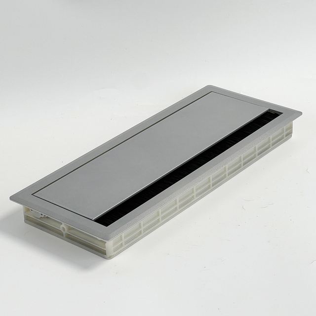 Desk Grommet Plastics Rectangle Cord Cable Hole Cover Grommet with Brush Desk Cable Management