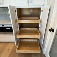 BALOM Armoire de cuisine modulaire personnalisée avec plan de travail en marbre, îlot central pleine hauteur et tiroir coulissant fluide