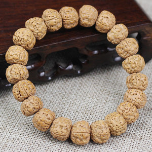 Bracelet en graines de Bodhi Vajra indonésien, 24 perles, motif floral, simple brin, unisexe, bijoux religieux, bracelet de collection - Product Image 1
