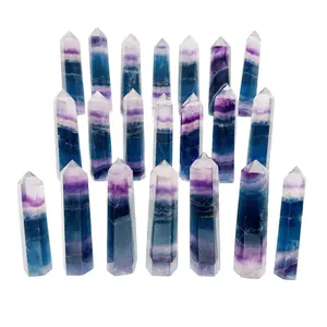 good clean wholesale Natural Hand Carved purple Blue Fluorite Point for healing