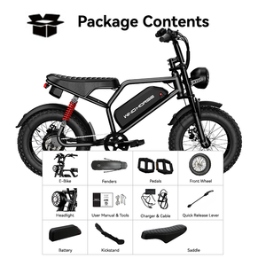 Bicicleta Eléctrica Vintage Fatbike de 750W 48V 15.6ah con Motor Trasero sin Escobillas, Cuadro de Acero, Batería de Litio de Largo Alcance y Alta Velocidad (Stock en EE. UU.) - Product Image 6