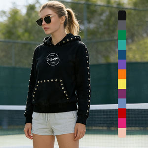 Sudadera con Capucha de Felpa Francesa de Algodón para Mujer, Estilo Casual, con Remaches Metálicos, Venta al Por Mayor de Fabricante de Ropa - Product Image 1