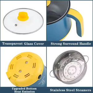 Sartén Eléctrica Multifuncional de 1.8L, 2 en 1, Olla de Cocción de Doble Capa, Mini Cocina Cuadrada Antiadherente con Vidrio Templado y Tapa - Product Image 2