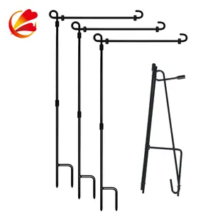 Premium Garden Flag Pole Holder Metal Powder-Coated Weather-Proof Paint with one Tiger Clip and two Spring Stoppers without flag