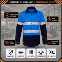 Offre Spéciale Haute Visibilité 100% coton Forage Bleu/marine Deux Ton Salut Vis Mécanicien Réfléchissant La Sécurité Au Travail Shirt