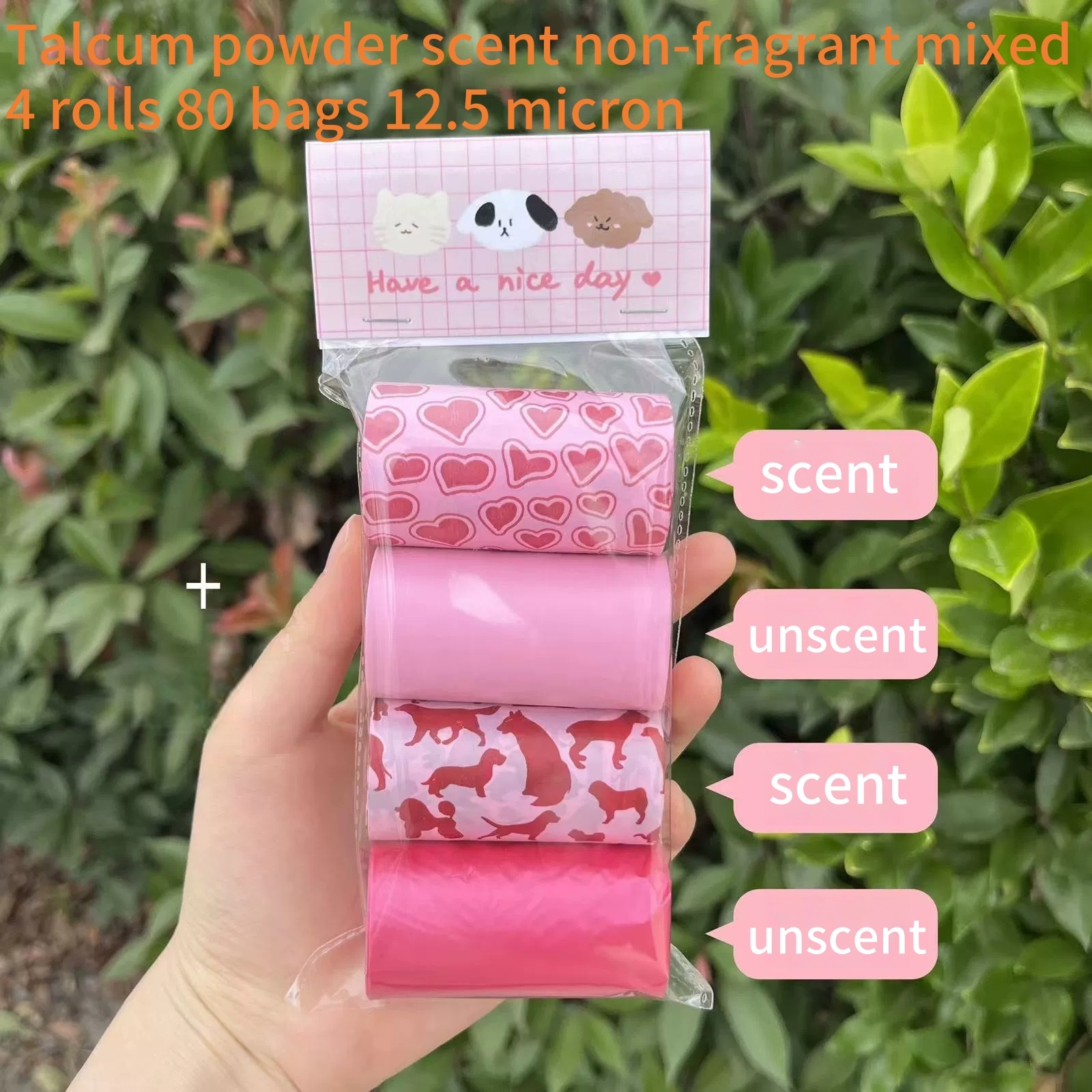 pink Talcum fragrant non-fragrant mixed 4 rolls 80 bag 1.25 silk