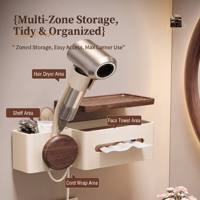 Support de rangement pour sèche-cheveux, sans perçage, boîte à mouchoirs de salle de bain, support de rangement pour sèche-cheveux de salle de bain de style vintage