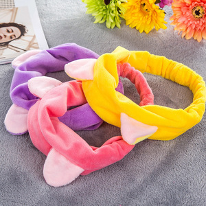 Cat Ear Headband Soft Plush Hairband For Bathing With Animal Design Gray And Pink Colors - Product Image 4