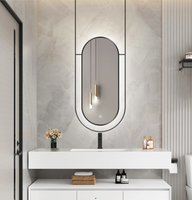 Art Mirror Modern Smart LED Stainless Sensor Switch Anti-Fog Dimmable Wall-Mounted Backlit Vanity Mirror with Touch Switch