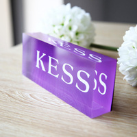 Logo acrylique transparent personnalisé bloc nom Cube plaque signalétique acrylique bloc signe bloc affichage marque QR Code signe décor de bureau