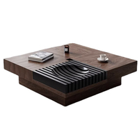 Table basse carrée extensible et pliable YuanChang, style nordique moderne, en bois, avec rangement pour salon