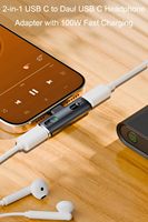 Adaptor 2-in-1 Tipe-C Male ke Double Tipe-C Female 100W OTG PD Pengisian Cepat & Sinkronisasi Data 10Gbps untuk Kamera Laptop Earphone