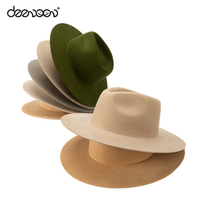 Chất Lượng Cao Thiết Kế 100% Len Cảm Thấy Fedora Hat Sombreros vaqueros Với Ban Nhạc Tùy Chỉnh Chapeau Phụ Nữ Cứng Rộng Brim Fedora Hat - Product Image 3