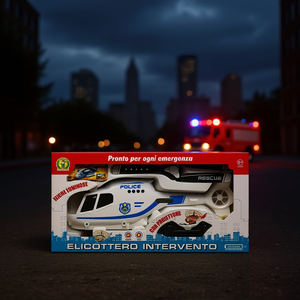 Elicottero Intervento Police Rescue With <b>Lights</b> And <b>Projector</b> 36x19x9 Cm For Kids Emergency Play - Product Image 3