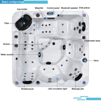 Bañera de hidromasaje Sunrans para exteriores para vacaciones de lujo en casa Plug And Play hidroterapia Jet moderno Spa acrílico Whirlpool masaje bañera de hidromasaje