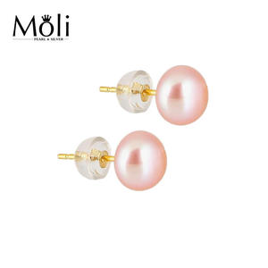 Basic Classic 6-7mm Natural Pink Echte echte Knopfbrot Perlen Ohr stecker - Product Image 1