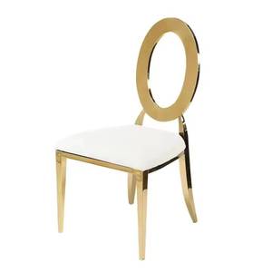 Silla de banquete de lujo al por mayor con respaldo redondo y cojín dorado de acero inoxidable para eventos de boda - Product Image 3