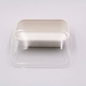 Plateau alimentaire en pâte à papier écologique jetable <span class=keywords><strong>avec</strong></span> <span class=keywords><strong>couvercle</strong></span> en <span class=keywords><strong>plastique</strong></span> transparent Plat et <span class=keywords><strong>assiette</strong></span> à bagasse - Product Image 2