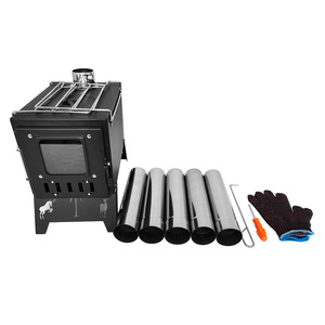Poêle à bois portable d'extérieur en acier inoxydable, chauffage de tente de camping, poêle à bois de table pour le chauffage, la cuisson et le barbecue - Product Image 6