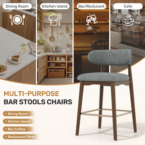 Silla de Bar Moderna, Ecológica, Resistente al Agua, con Estructura de Madera Sólida, Respaldo de 26.5 Pulgadas de Altura, para Dormitorio, Comedor y Sala de Estar - Product Image 3